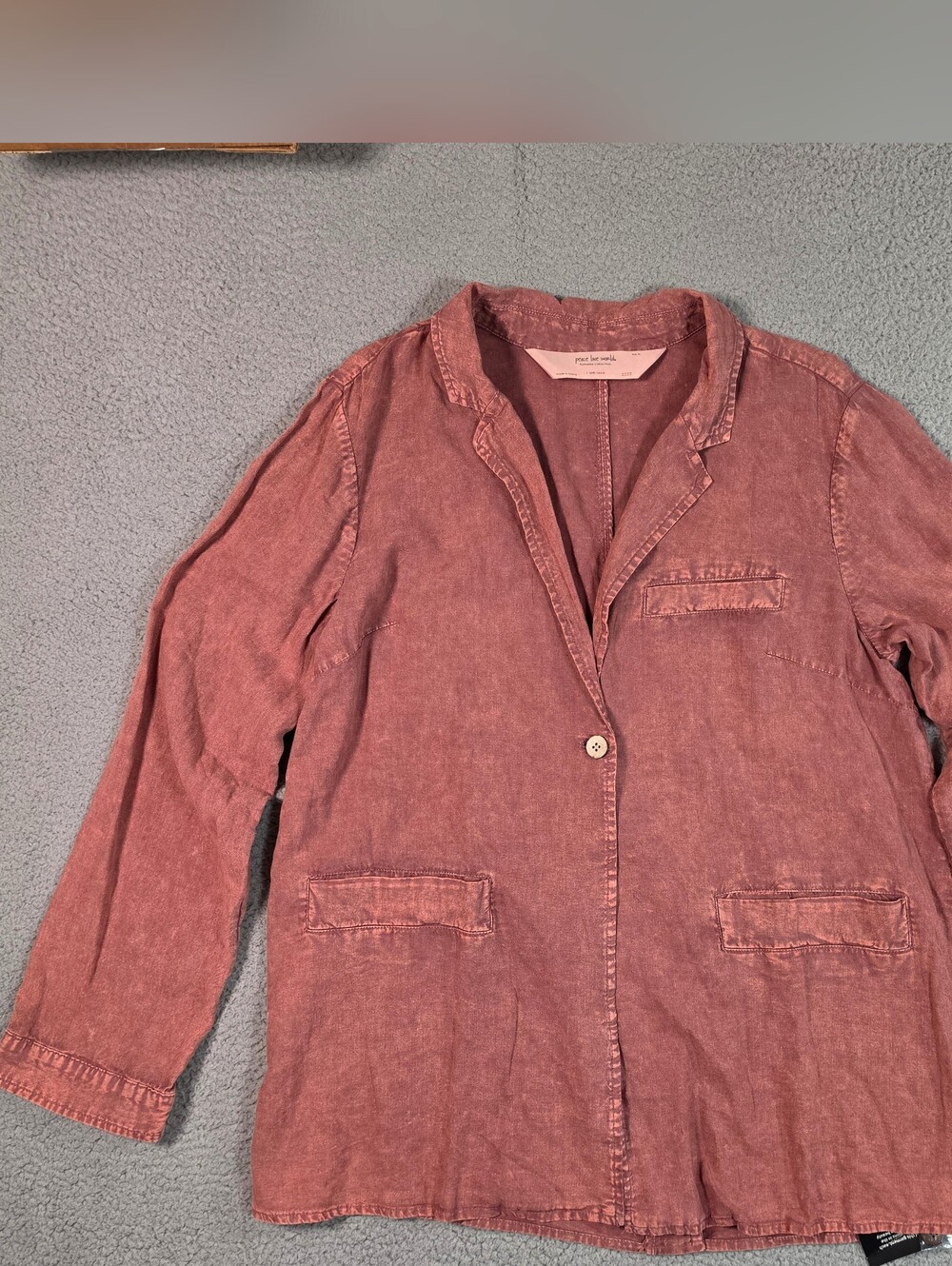 Peace Love World Linen Blend Boheme Blazer Medium French Mauve Relaxed Fit